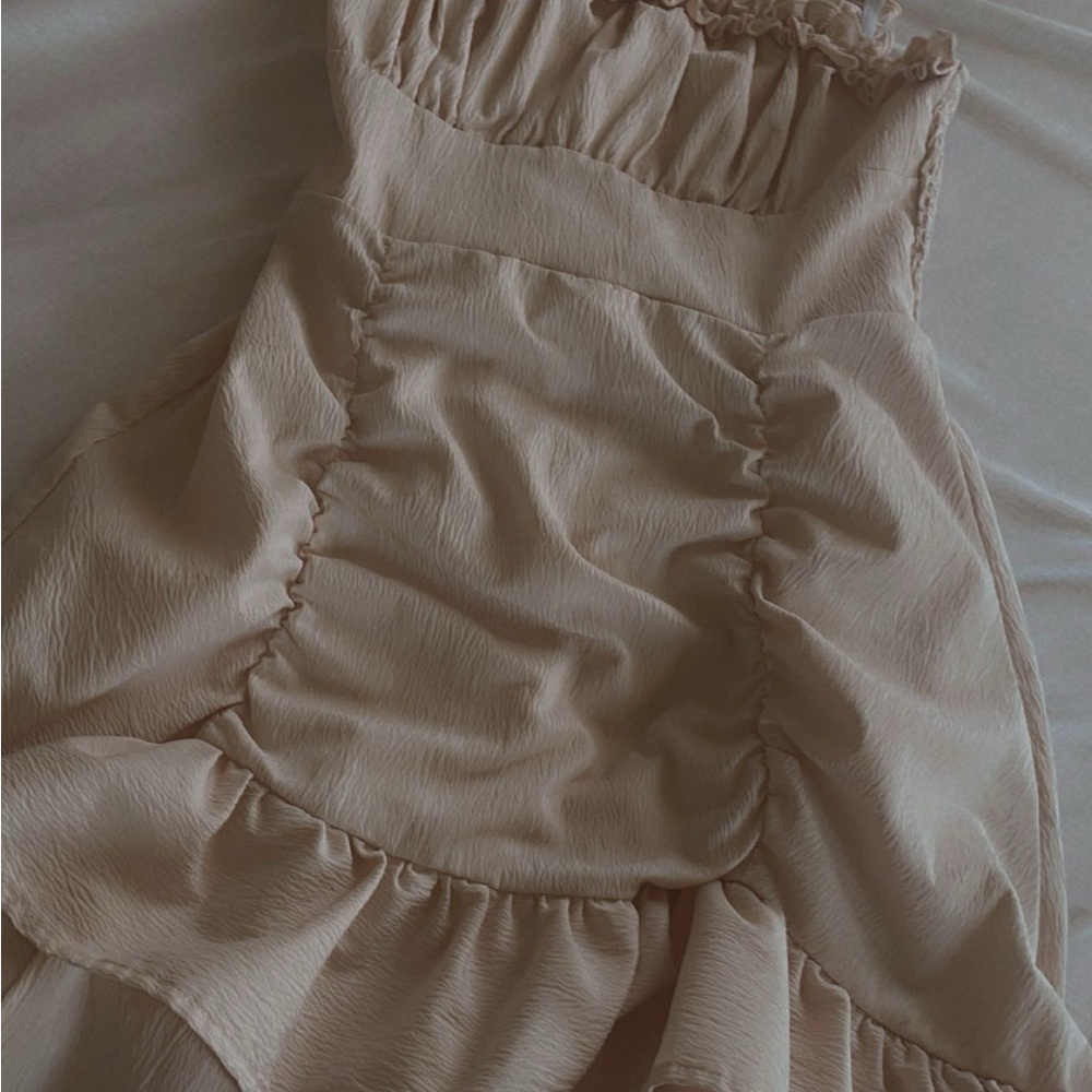 Elegant Cream Ruffled Dress